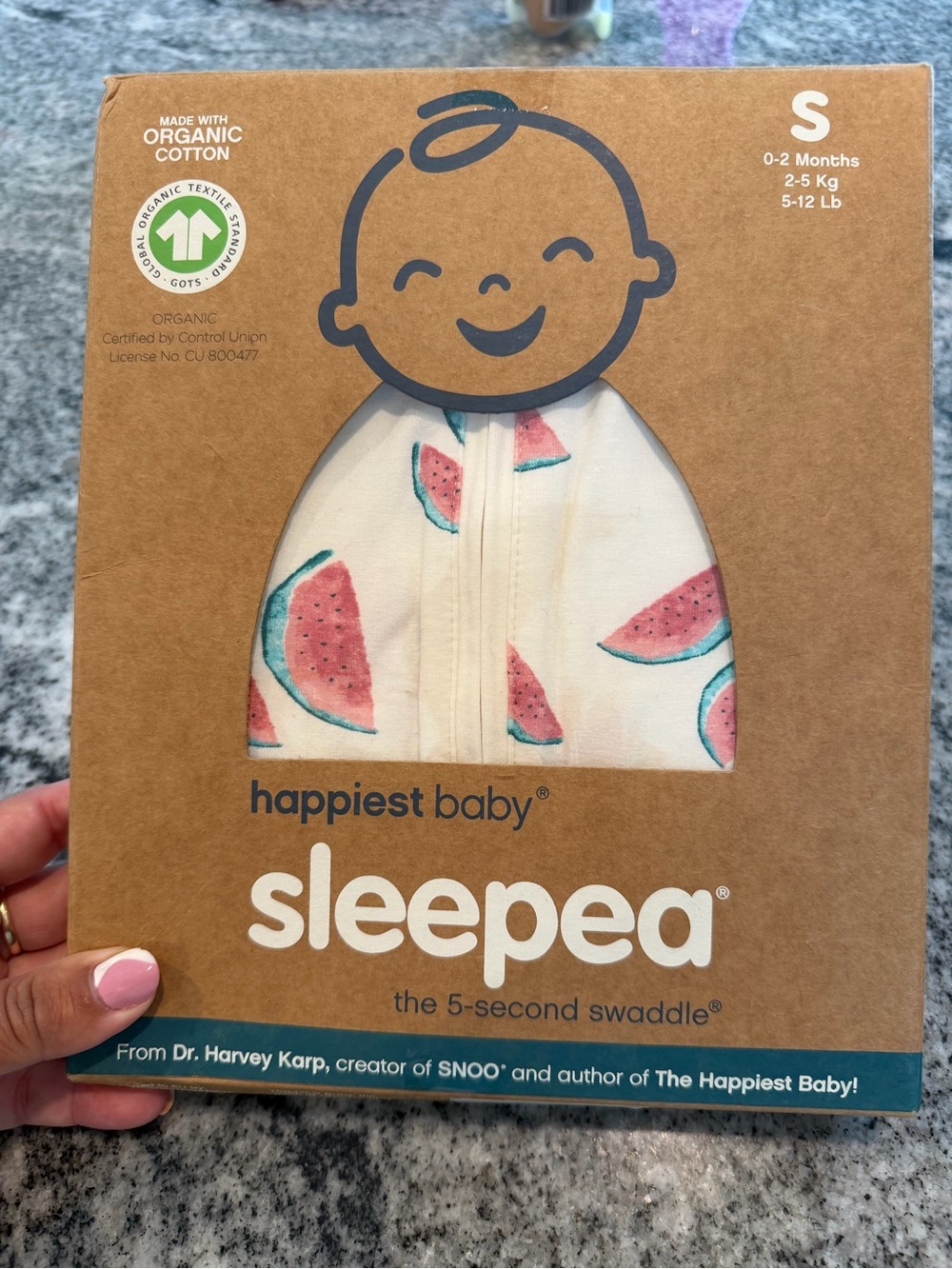 Happiest Baby Sleepea Organic Cotton Watermelon Swaddle Small 0-2 Months